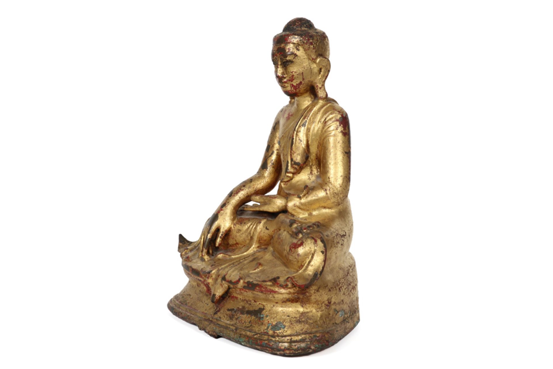 antique Burmese "Buddha" sculpture in gilded bronze || Antieke Birmaanse sculptuur in gedoreerde - Image 2 of 5