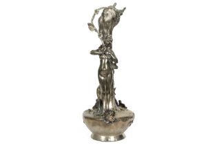Emmanuel Villanis signed, because of the size rare silverplated Art Nouveau vase with two