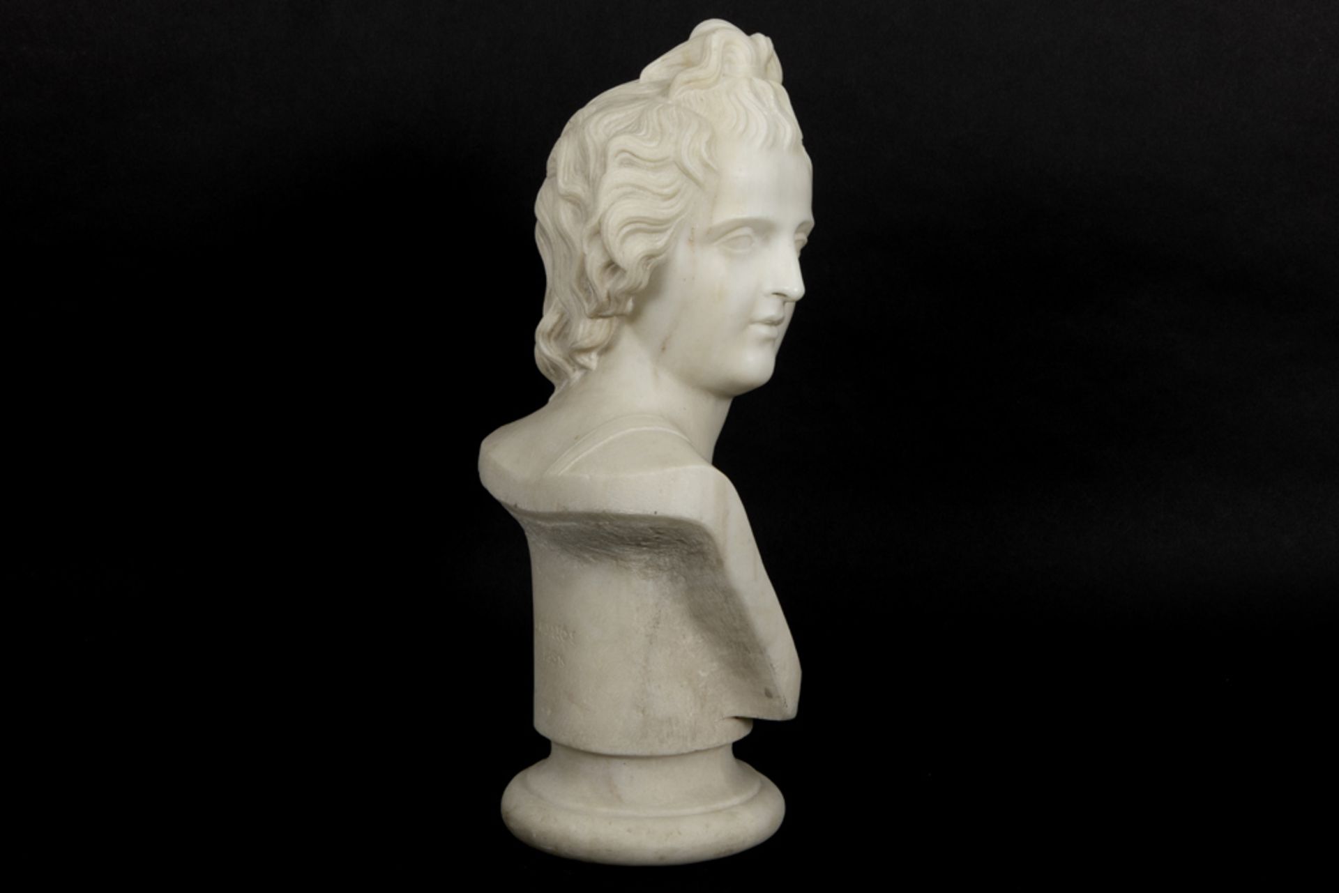 19th Cent. Ioannis Kossos signed "Bust of a Greek Adonis" sculpture in Carrara marble - signed in - Image 5 of 7