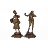 pair of small 19th Cent. sculptures in cold-painted metal || Paar kleine negentiende eeuwse