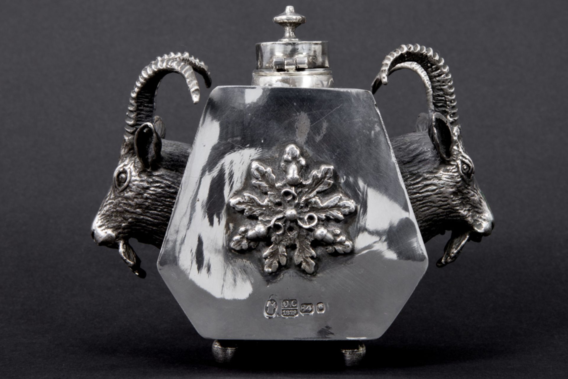 rare antique Polish inkwell in "Warschau 84" marked silver, dated 1878 and with assay mark of Osip - Bild 3 aus 5