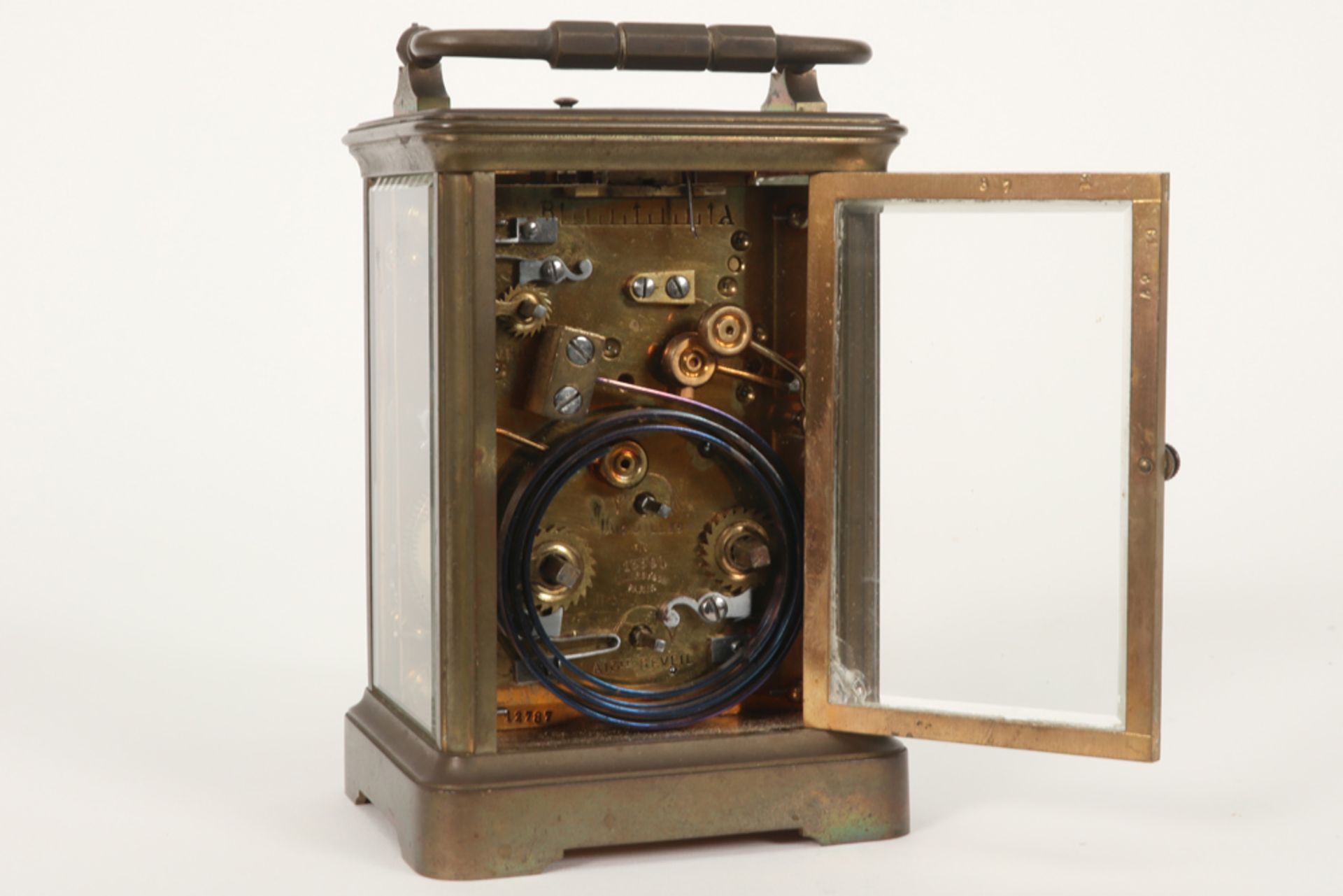antique travel clock || Antieke reisklok - hoogte : 16 cm - Image 5 of 6
