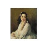 20th Cent. Belgian oil on canvas with a typical theme with young lady - signed Fernand