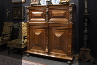 very good 17th Cent. cupboard with a beautiful sober baroque style architectural design in rose-