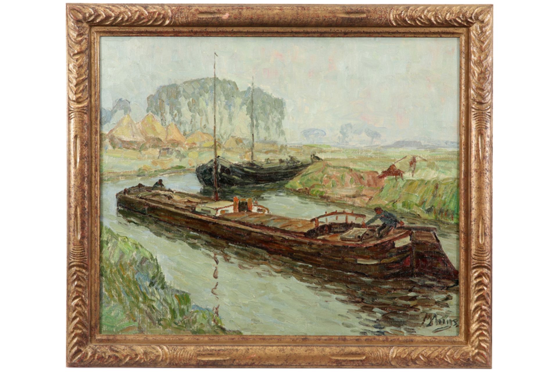 Modest Huys signed oil on canvas with a view of the river Lys provenance : Berko Fine Paintings - - Bild 3 aus 4