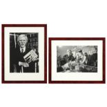 two photoprints in black and white of Andy Warhol || Twee fotoprints in zwart-wit met archiefbeelden