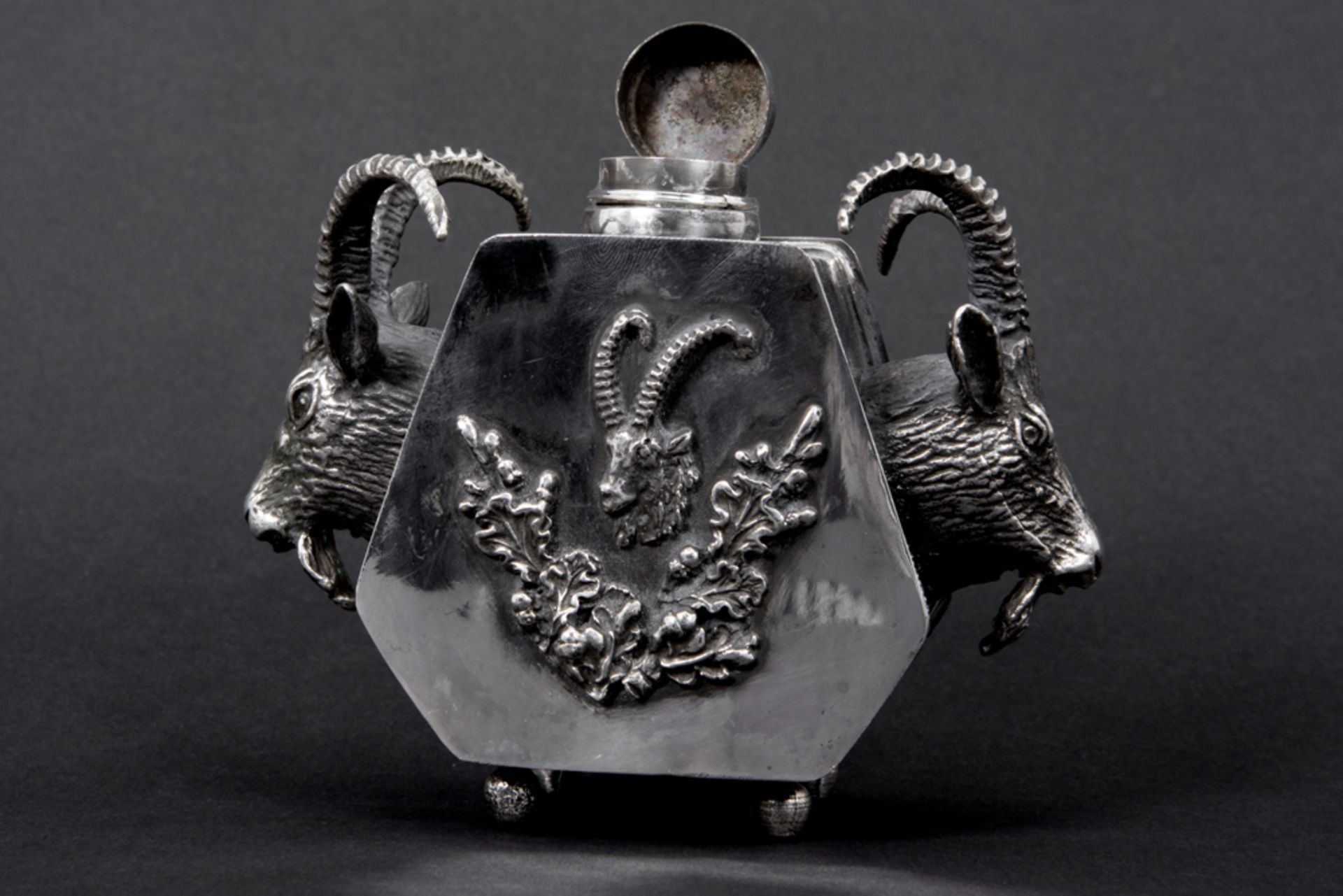 rare antique Polish inkwell in "Warschau 84" marked silver, dated 1878 and with assay mark of Osip - Bild 4 aus 5