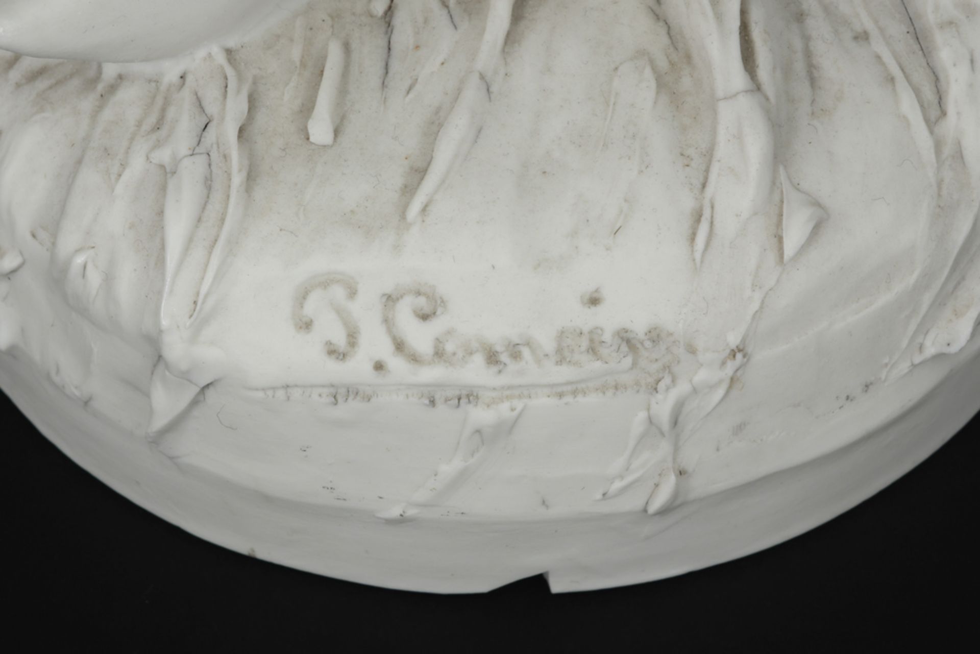 antique Polydor Comein signed sculpture in (biscuit-)porcelain || COMEIN POLYDOR (1848 - 1907) - Image 5 of 6