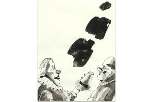 Lucebert signed and (19)71 dated ink drawing || LUCEBERT (1924 - 1994) inkttekening : "Clowns" -