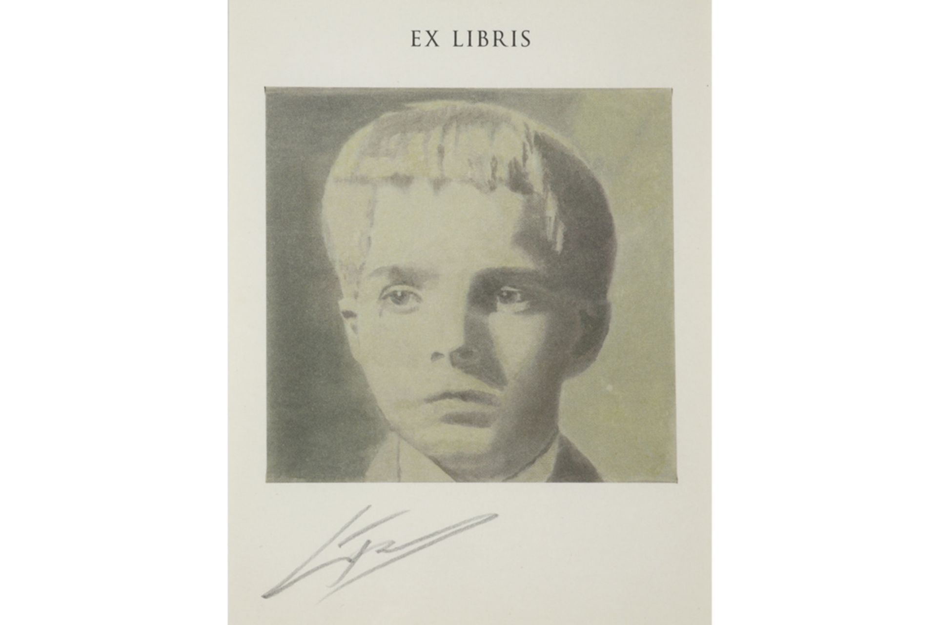 Luc Tuymans signed "Ex Libris" offset lithograph with a portrait || TUYMANS LUC (° 1958) offset