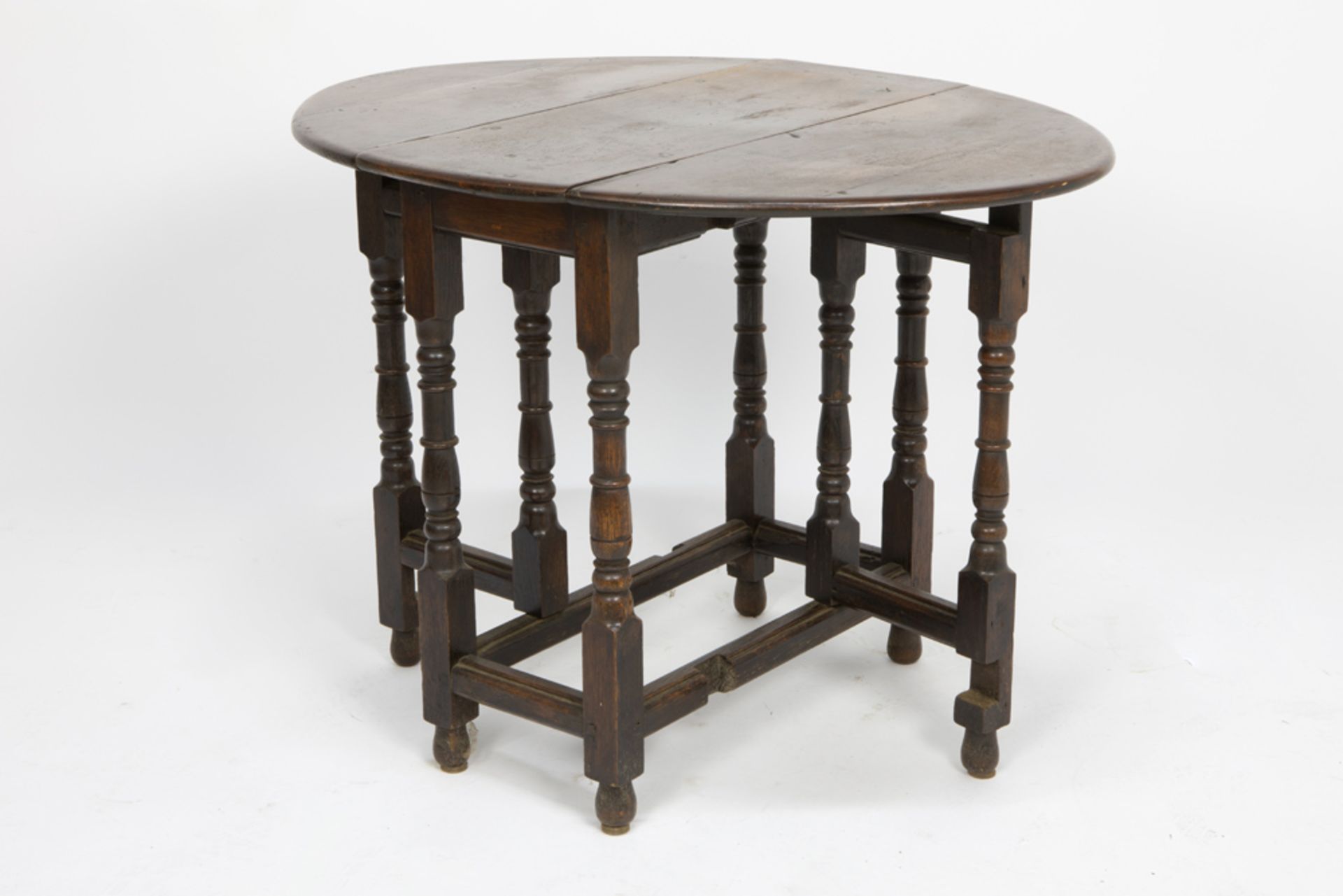 small antique English gateleg table with drawer in oak || Antieke kleine Engelse gatelegtafel met - Bild 2 aus 2