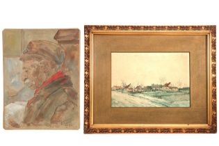two works by Armand Heins : a 19th Cent. Belgian mixed media, signed and dated (18)79 & an aquarelle