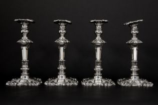 set of four antique German candlesticks in Humbert & Sohn signed and Berlin marked silver || HUMBERT
