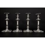 set of four antique German candlesticks in Humbert & Sohn signed and Berlin marked silver || HUMBERT