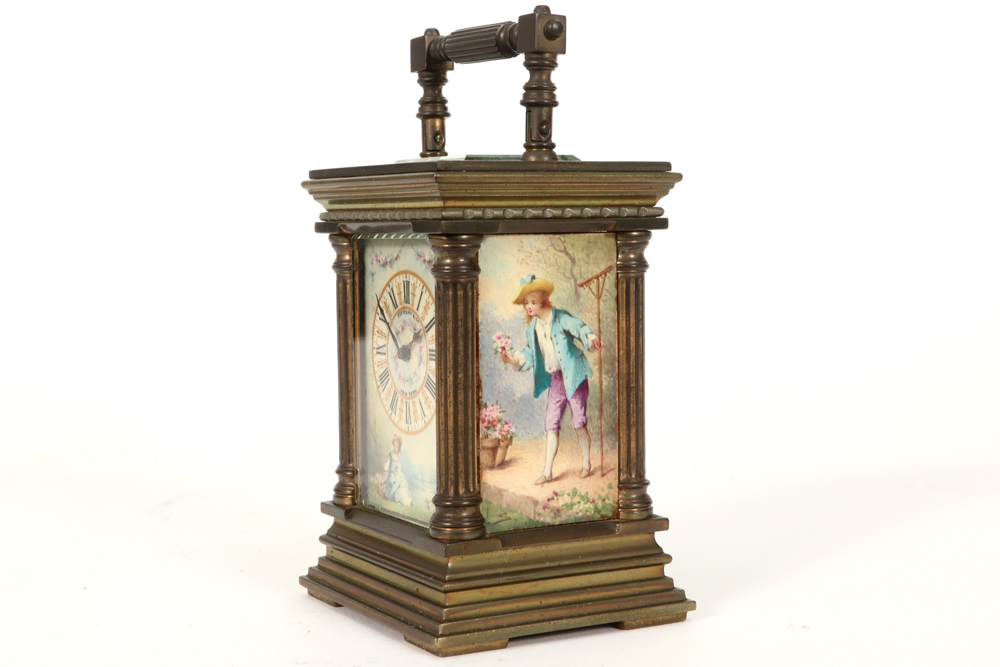 antique travel clock || Antieke reisklok - hoogte : 10,5 cm - Image 3 of 6