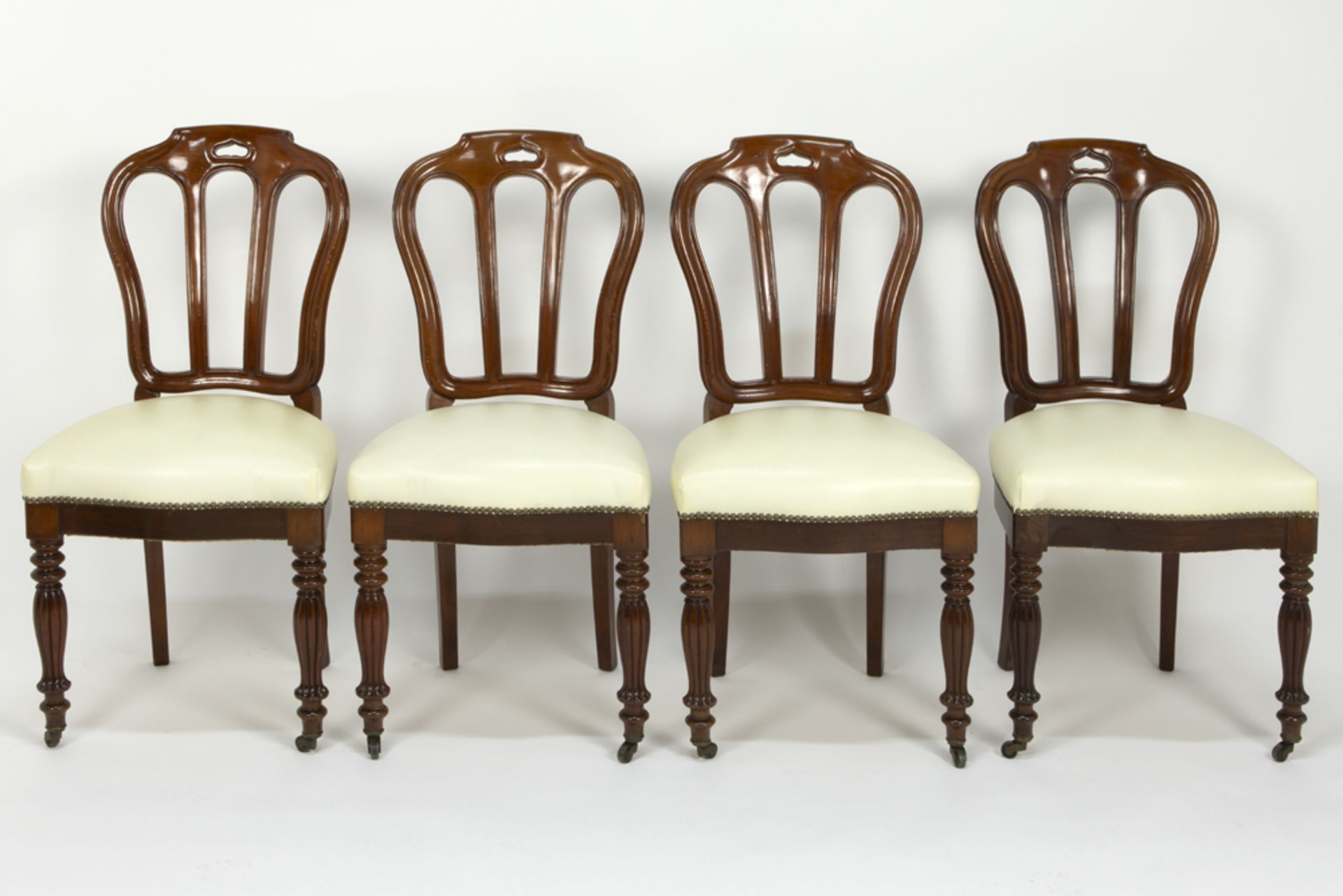 rare series of sixteen 19th Cent. chairs with an elegant design in mahogany - all completely - Image 6 of 6