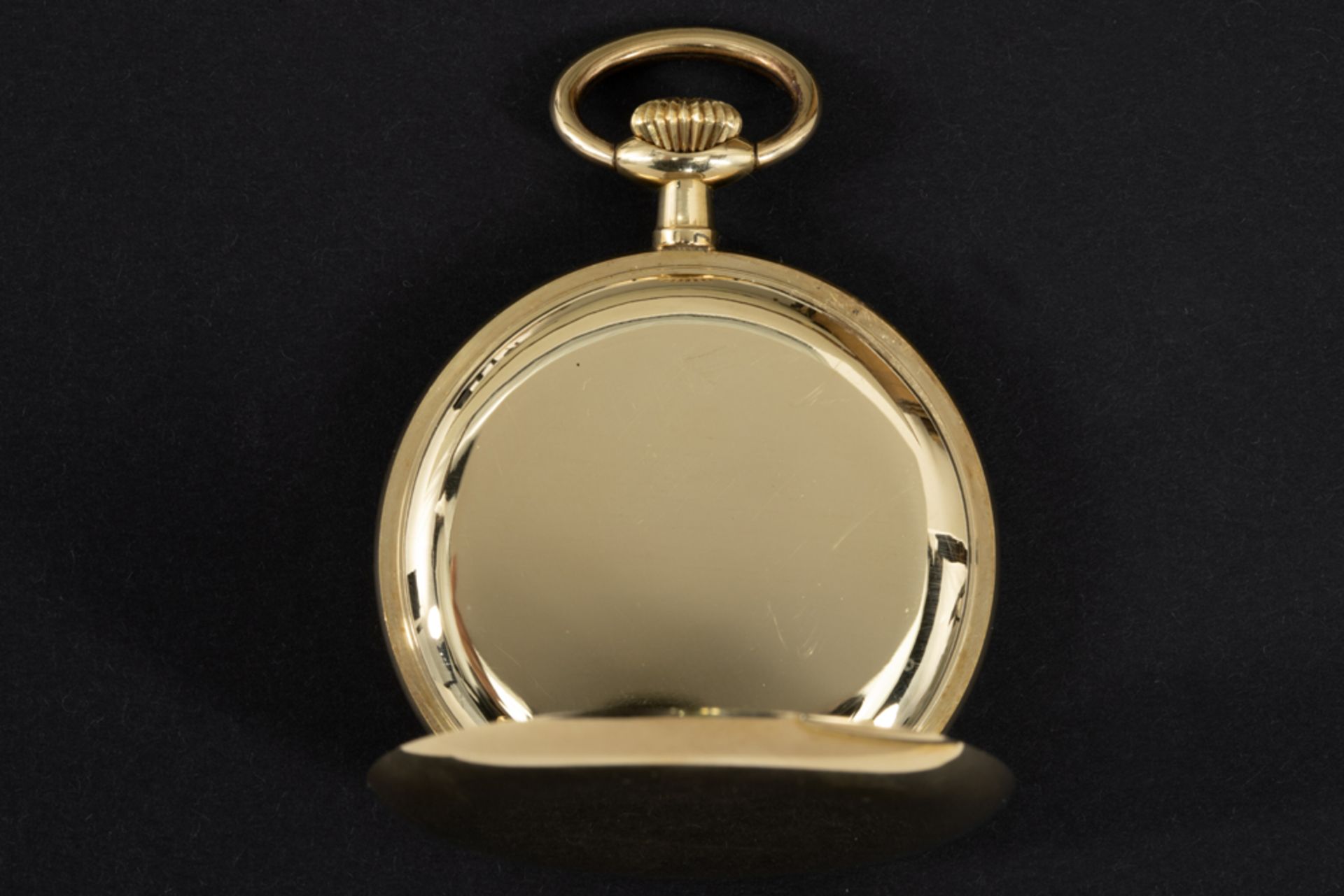 Chronomètre Croissant marked Art Deco pocket watch with its case in yellow gold (18 carat) || - Bild 3 aus 4