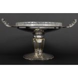 Art Deco tazza in clear glass and silverplated brass || Vrij grote Art Deco-fruitschaal in kleurloos