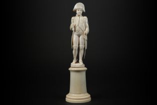 19th Cent European, presumably French, sculpture in ivory depicting Napoleon I , wearing a jacket