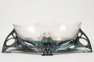WMF marked Art Nouveau centerpiece with typical whiplash ornamentation and with its original clear