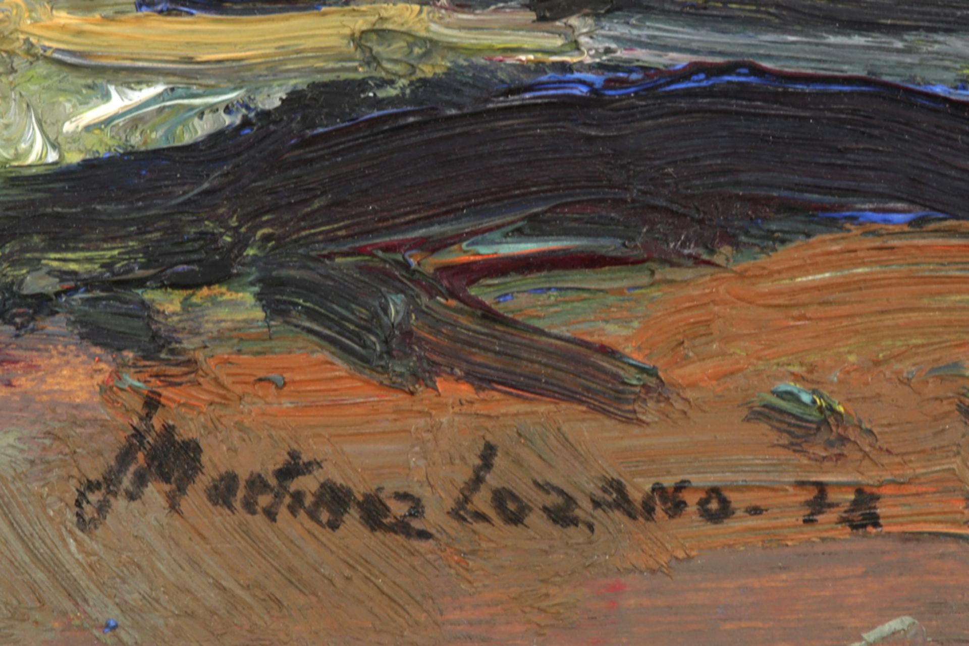 20th Cent. oil on panel - signed J. Martinez - Lozano and dated (19)73 || MARTINEZ J. - LOZANO - Bild 2 aus 4