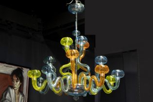 Angelo Barovier design "Bissa Boba" chandelier in coloured Murano glass by Barovier & Toso || ANGELO