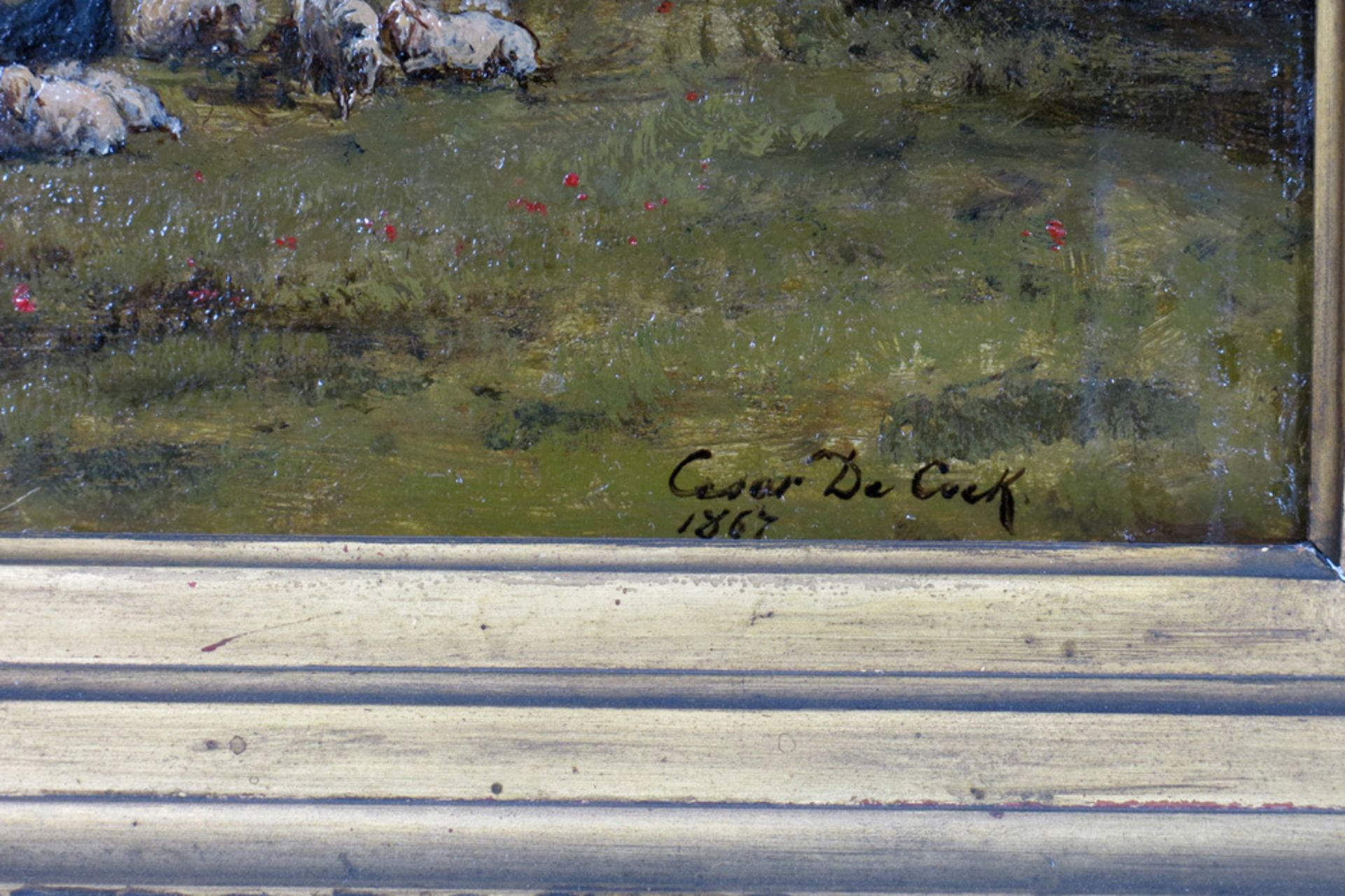 19th Cent. Belgian oil on panel - signed César De Cock and dated 1867 || DE COCK CÉSAR (1823 - 1904) - Bild 3 aus 5