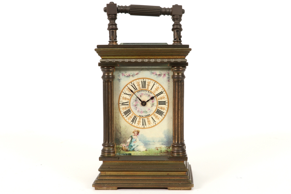antique travel clock || Antieke reisklok - hoogte : 10,5 cm