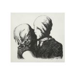 René Magritte plate signed "The Lovers" etching || MAGRITTE RENÉ (1898 - 1967) ets n° 818/950 : "Les