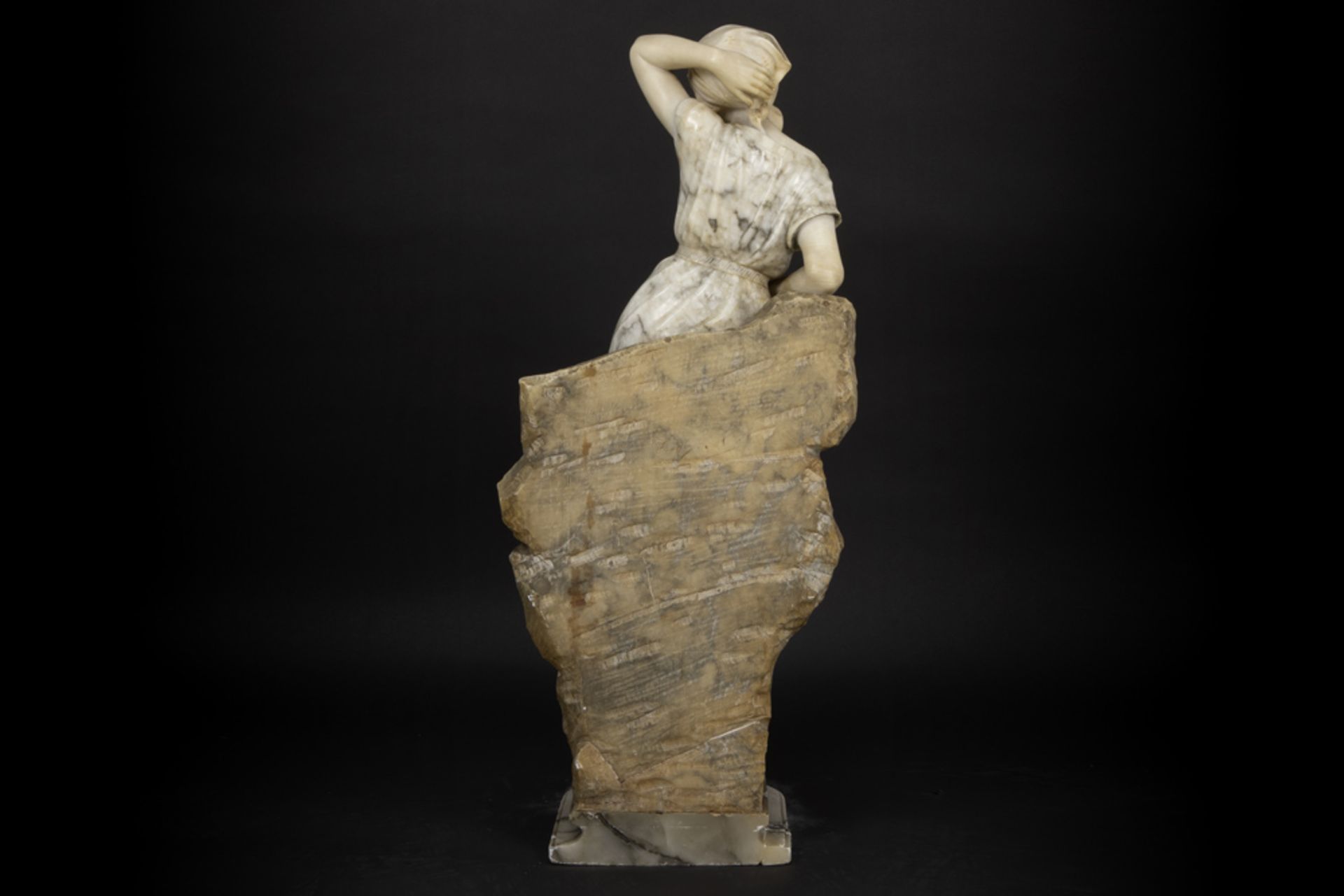 19th Cent. Italian sculpture in marble and alabaster - signed Trafely & Sardelli || TRAFELY & - Image 4 of 5