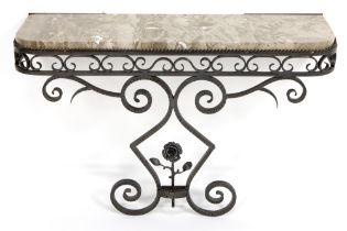 forties' Art Deco console in wrought iron and marble || Laat Art Deco-consooltje in smeedijzer met