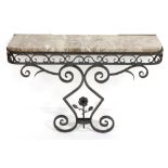 forties' Art Deco console in wrought iron and marble || Laat Art Deco-consooltje in smeedijzer met