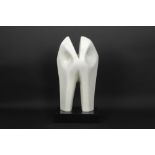 20th Cent. Belgian abstract sculpture in white and black marble - attributed to/in the style of