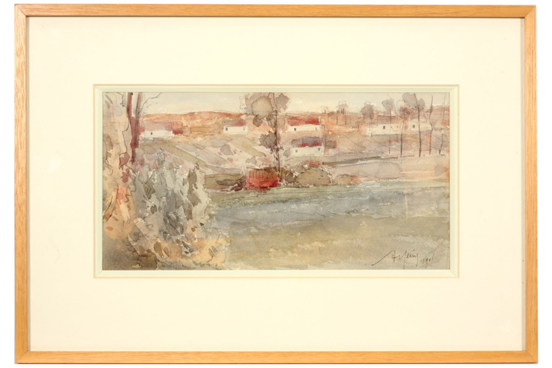 Belgian mixed media (pencil and aquarelle) - signed Armand Heins and dated 1901 || HEINS ARMAND, JAN - Bild 3 aus 3