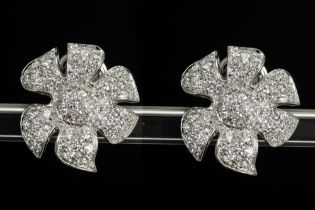 very nice pair of earrings in white gold (18 carat) with ca 3,80 carat of top quality brilliant