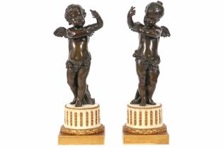 rare pair of 19th Cent. French Henry Dasson signed sculptures in bronze each on Louis XVI style base