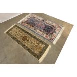 two small handknotted rugs : one from Cachemire and one from Persia || Lot van twee handgeknoopte
