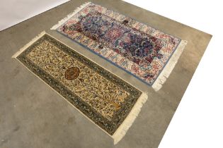 two small handknotted rugs : one from Cachemire and one from Persia || Lot van twee handgeknoopte