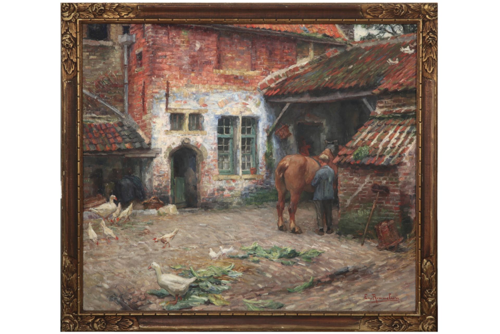 20th Cent. Belgian oil on canvas - signed Emile Rommelaere || ROMMELAERE EMILE (1873 - 1961) - Bild 3 aus 4