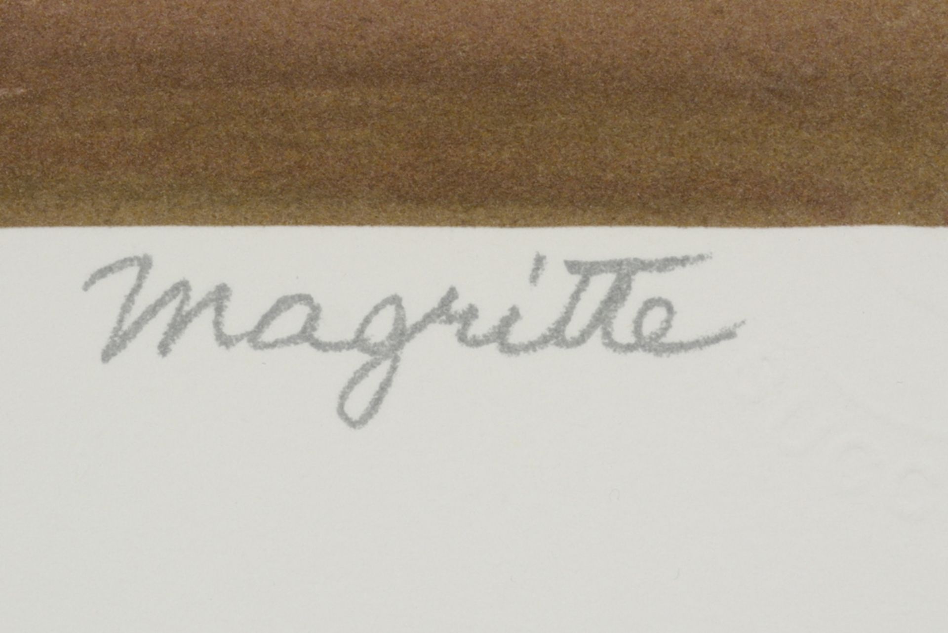 lithograph printed in colors after a work by Magritte - with name stamp and with on the back a - Image 2 of 3