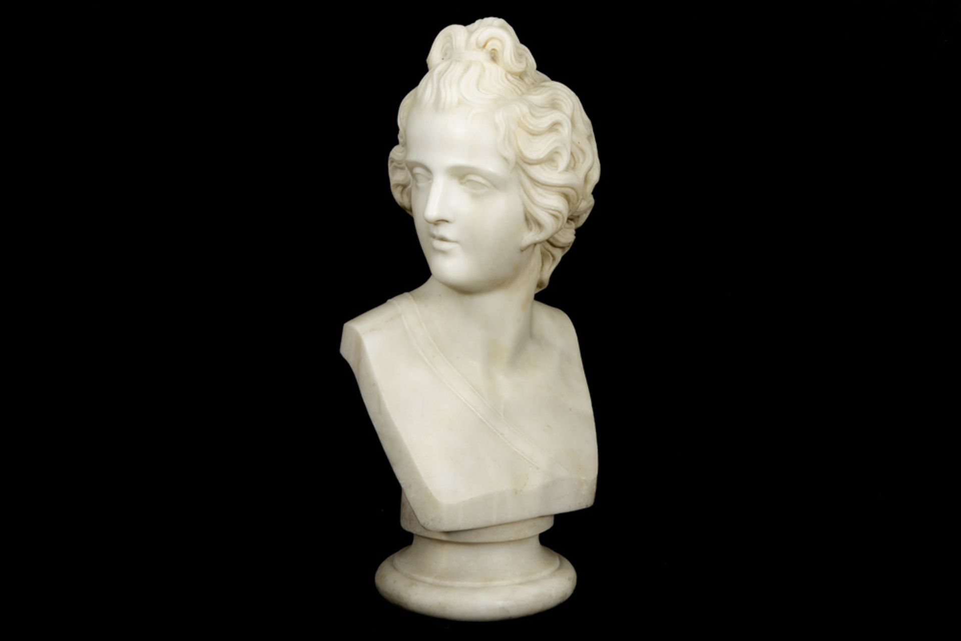 19th Cent. Ioannis Kossos signed "Bust of a Greek Adonis" sculpture in Carrara marble - signed in - Image 2 of 7