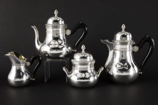 antique Belgian 4pc neoclassical coffee and tea-set in marked silver || Antiek Belgisch vierdelig