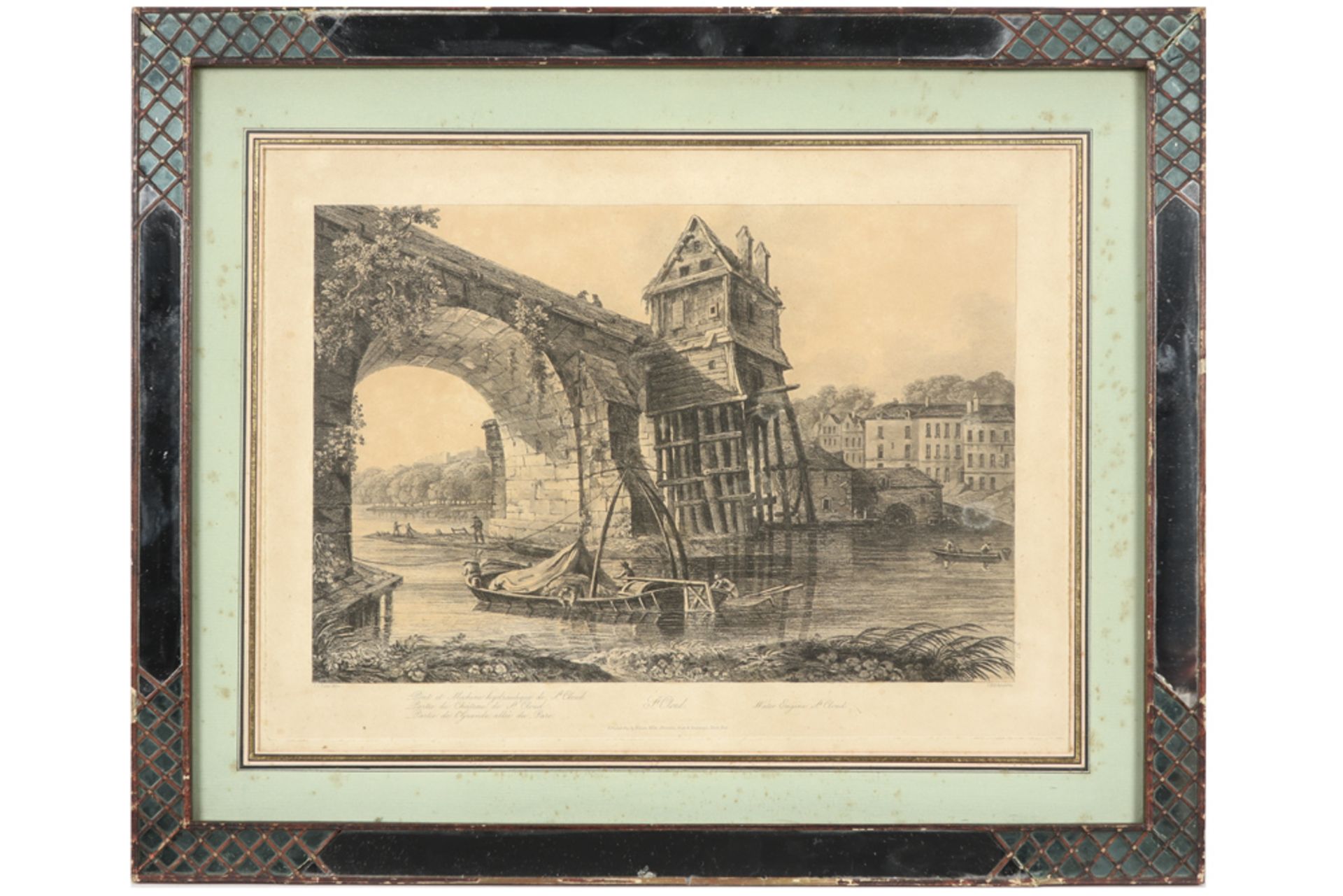 pair of antique engravings each with a frame with mirrored glass || Paar antieke gravures telkens - Bild 2 aus 3