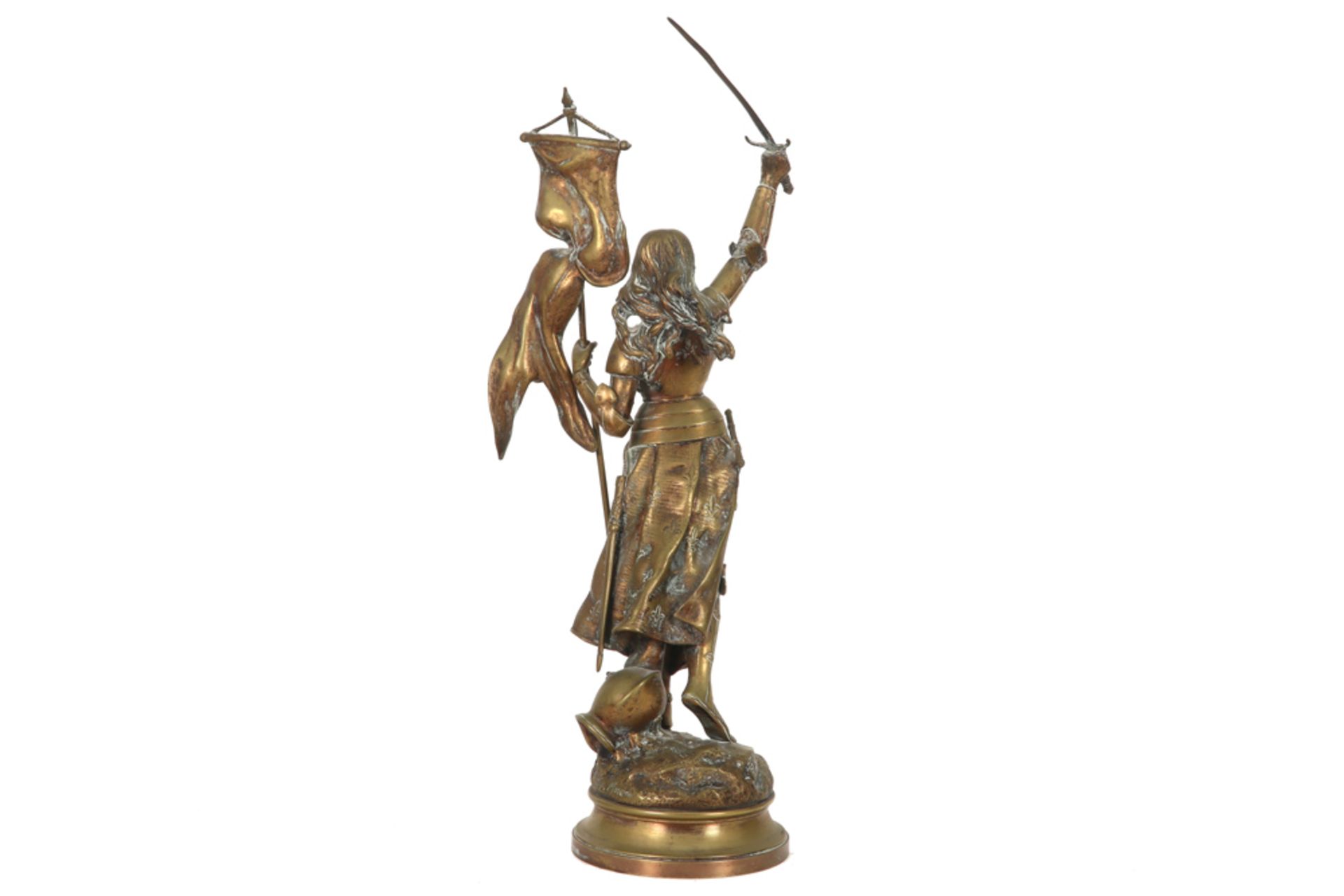 antique, presumably French "Jeanne d' Arc" sculpture in bronze || Antieke, allicht Franse, sculptuur - Image 3 of 4
