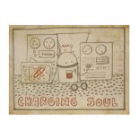Keith Haring signed drawing in felt-tip pen dated (19)85 - with on the back stamps of 'Todd