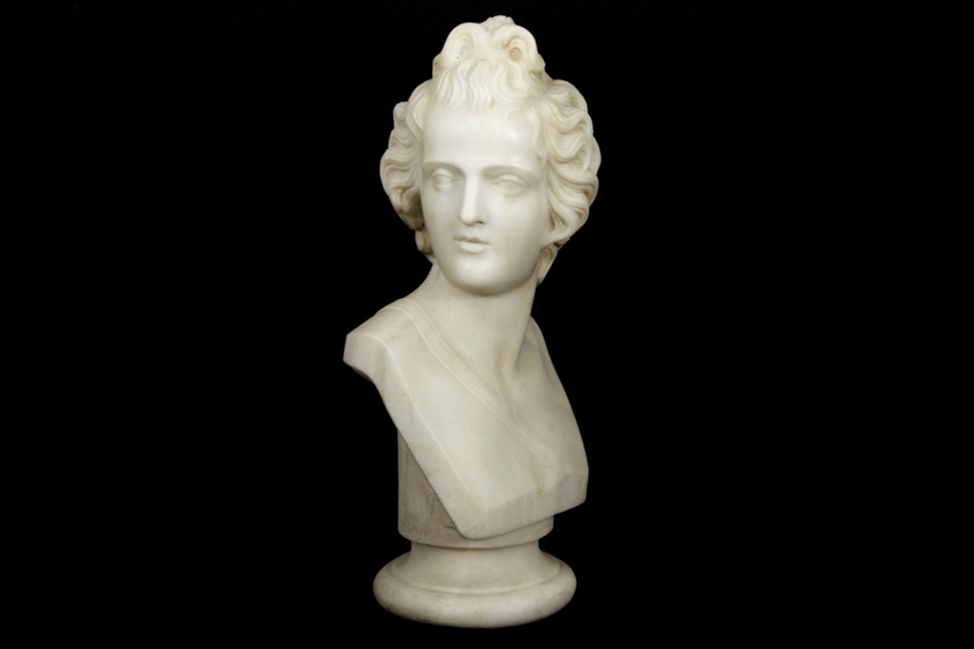 19th Cent. Ioannis Kossos signed "Bust of a Greek Adonis" sculpture in Carrara marble - signed in