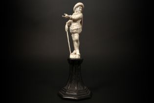 19th Cent. French sculpture in ivory depicting a Nobleman during the Louis XV period - with European