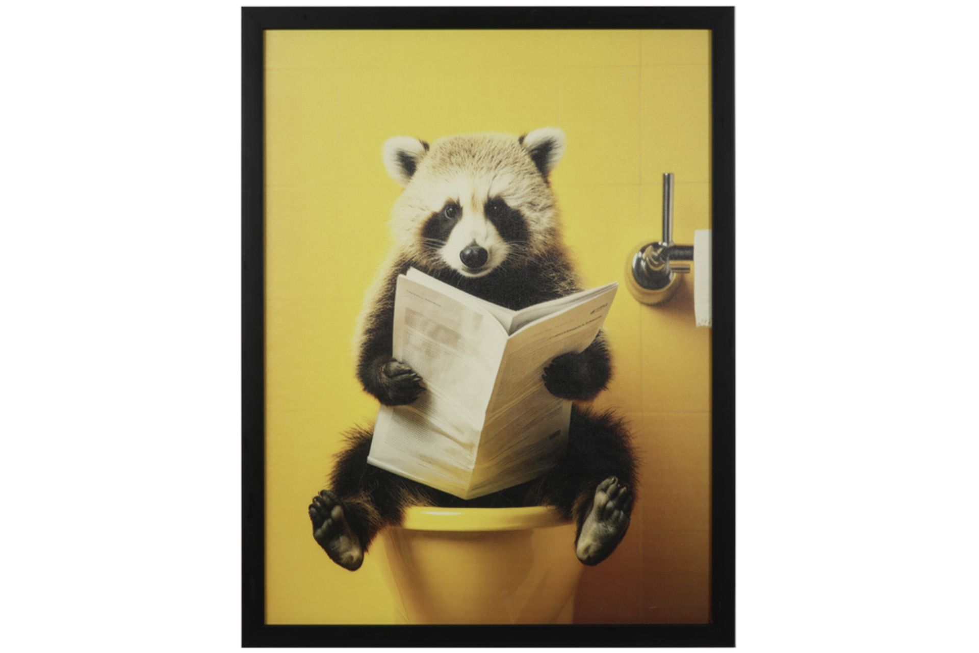 three prints on canvas each of a reading animal (raccoon and cat) || Drie fotoprints op canvas - Bild 3 aus 4