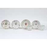 various lot with 18th Cent. porcelain : two Chinese sets of cup and saucer and two small English "