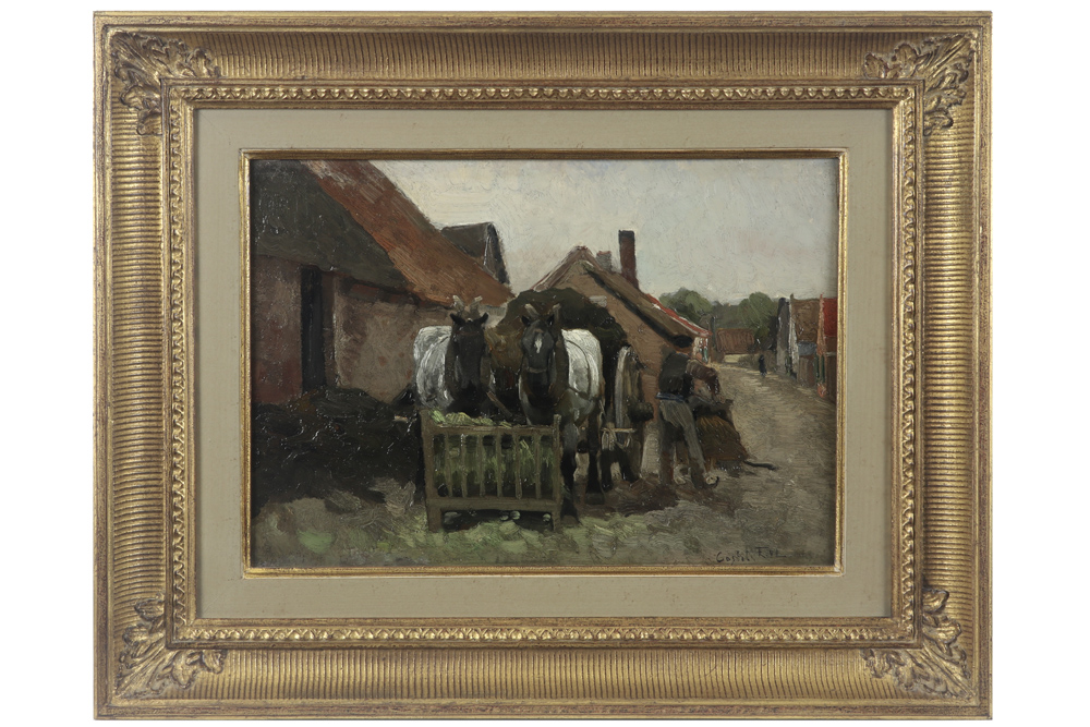 19th Cent. Belgian oil on panel - with the monogram of Frans Van Leemputten || VAN LEEMPUTTEN - Image 3 of 4